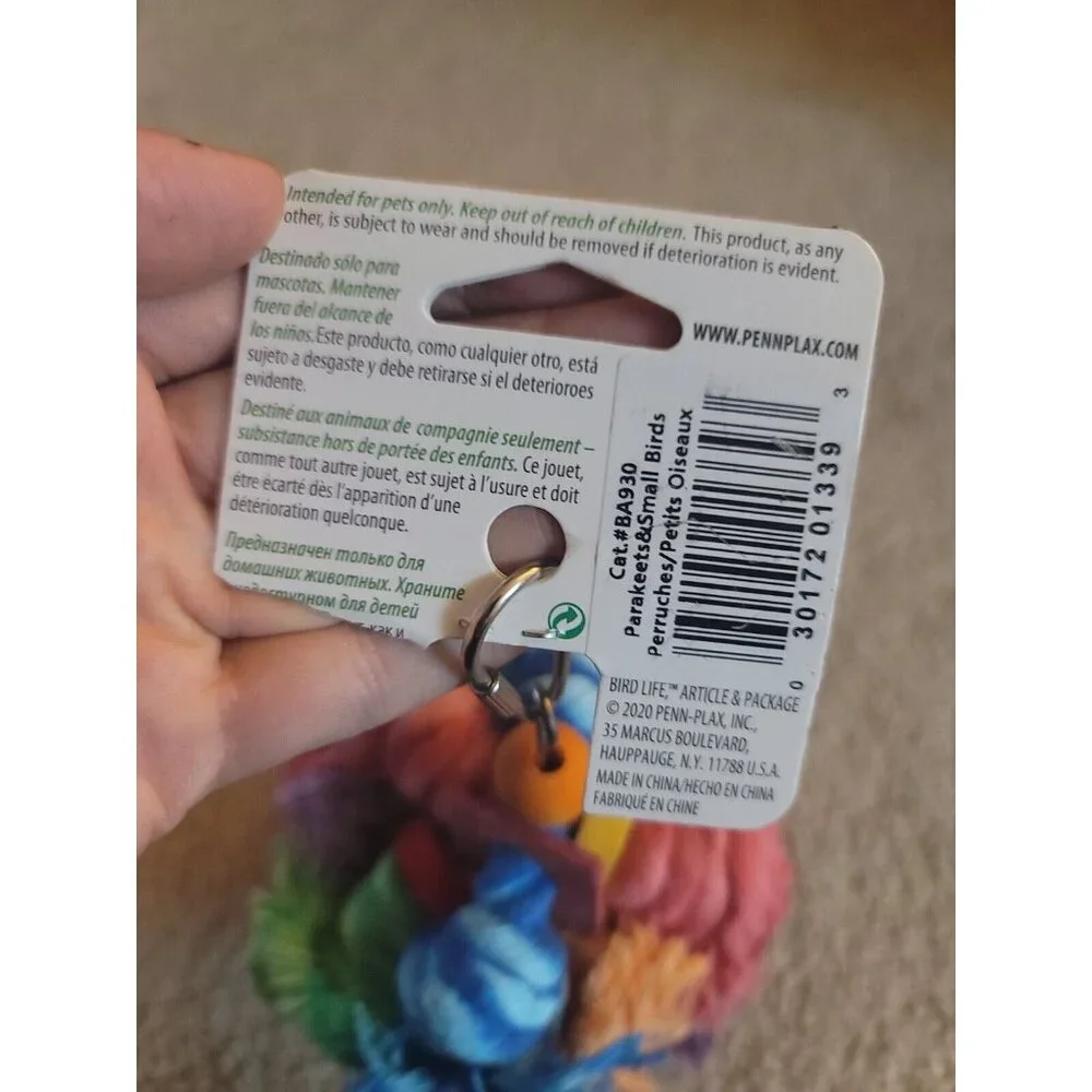 bird kabob Toy. New With Tags. Rope, Wooden Beads